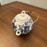 Teapot Ceramic Christmas Holiday Ornament Blue Chinoiserie Style