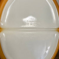Pyrex Orange-Caramel-White Oval Glass Double-Divided Casserole Dish 1qt