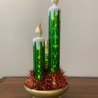 LED Illuminated Mercury-Glass Candles Christmas Holiday Decor