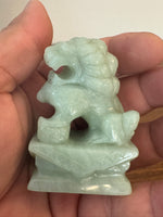 Vintage Hand Carved Green Jade Jadeite Foo Lion Foo Dog Figure
