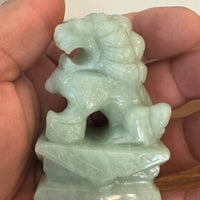 Vintage Hand Carved Green Jade Jadeite Foo Lion Foo Dog Figure