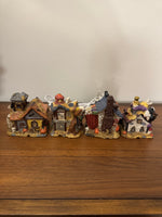 Porcelain Lighted Halloween Village Set of 4
