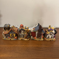 Porcelain Lighted Halloween Village Set of 4