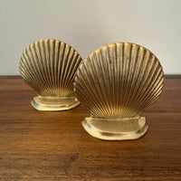 Vintage Leonard Solid Brass Seashell Bookends Silver Mfg. Co