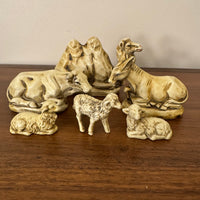 Vintage Nativity Set Japan Papier Mache with Handmade Manger