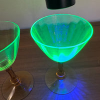 Vintage Amber-tone Stemmed Uranium Glass Goblet Set of 2