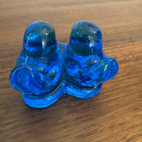Vintage Art Blue Glass Bluebird Two Birds on Heart