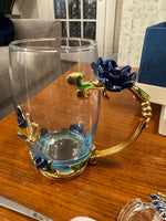 BTaT Brew To Tea A Cups with Lids Spoons Butterfly Flowers Design Glass Set
