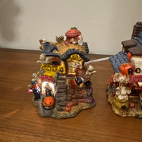 Porcelain Lighted Halloween Village Set of 4