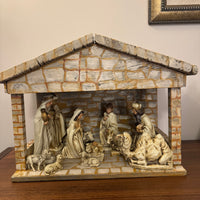 Vintage Nativity Set Japan Papier Mache with Handmade Manger