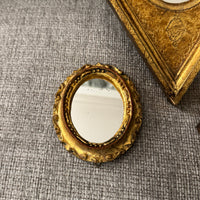 Vintage Florentia Hand-Made In Italy Diamond-Oval Shape Gold-Gilt Mirror Set 3