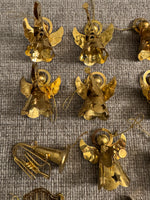 Vintage Brass Angels and Musical Instruments Ornaments Set of 15
