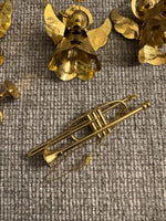 Vintage Brass Angels and Musical Instruments Ornaments Set of 15
