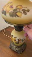 Vintage Accurate Casting Hand Painted Floral Hurricane Lamp
