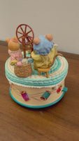 Vintage Enesco Mouse Animated Music Box Tuned Spinning Wheel
