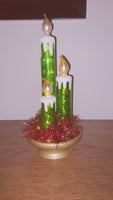 LED Illuminated Mercury-Glass Candles Christmas Holiday Decor
