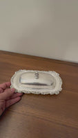 Vintage Ornate Rectangular Silver-plated Lidded Butter Dish
