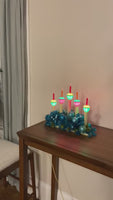 Vintage Christmas Candolier 5 Lights Tinsel Branches-Ornaments
