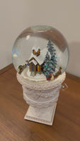Snow Globe Christmas Decor Musical Box Windup-Operated Horse Ride
